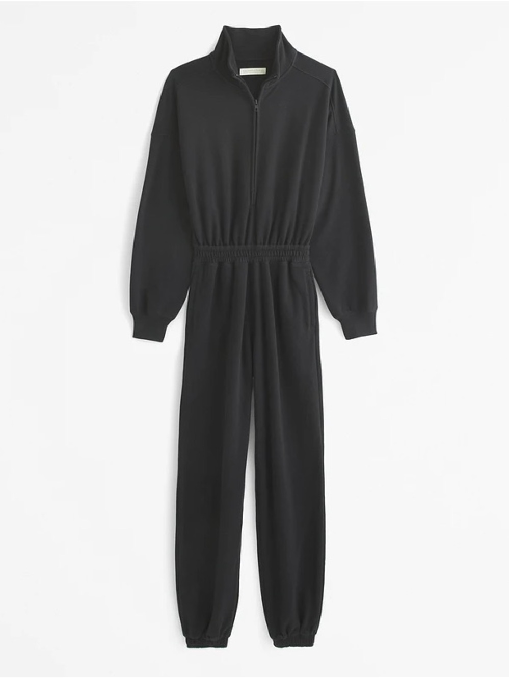 Abercrombie & Fitch Black Zip-Front Long-Sleeve Jumpsuit with Pockets New w Tags